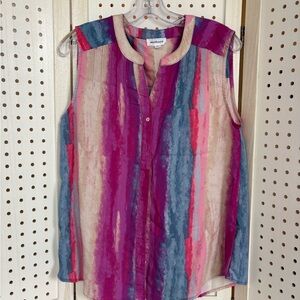 Westbound Pink and Blue Striped Sleeveless Blouse